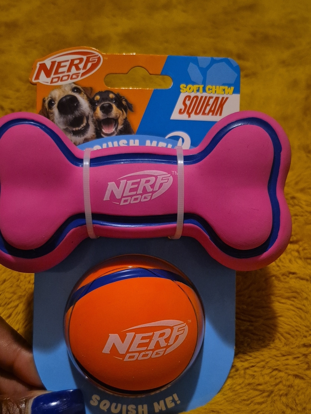Nerf Dog Pink & Orange Bone and Ball Toy Set
